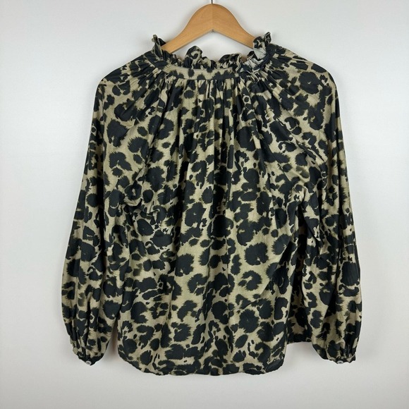Current Elliot Womens Annabelle Blouse Cotton Silk Blend Animal Print Sz 1 (2-4) - Picture 8 of 14
